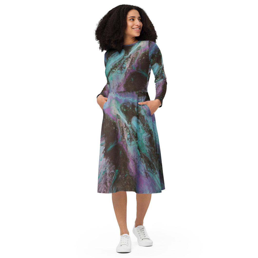 Flash long sleeve midi dress