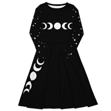 Load image into Gallery viewer, Stars and moons long sleeve midi dress
