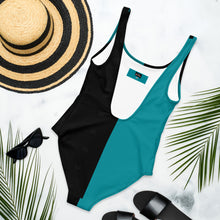 Load image into Gallery viewer, Two-Tone One-Piece Swimsuit Turquoise
