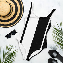 Load image into Gallery viewer, Two-Tone One-Piece Swimsuit B&amp;W
