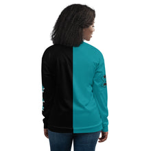 Load image into Gallery viewer, Evolution two tone Unisex Bomber Jacket Turquoise
