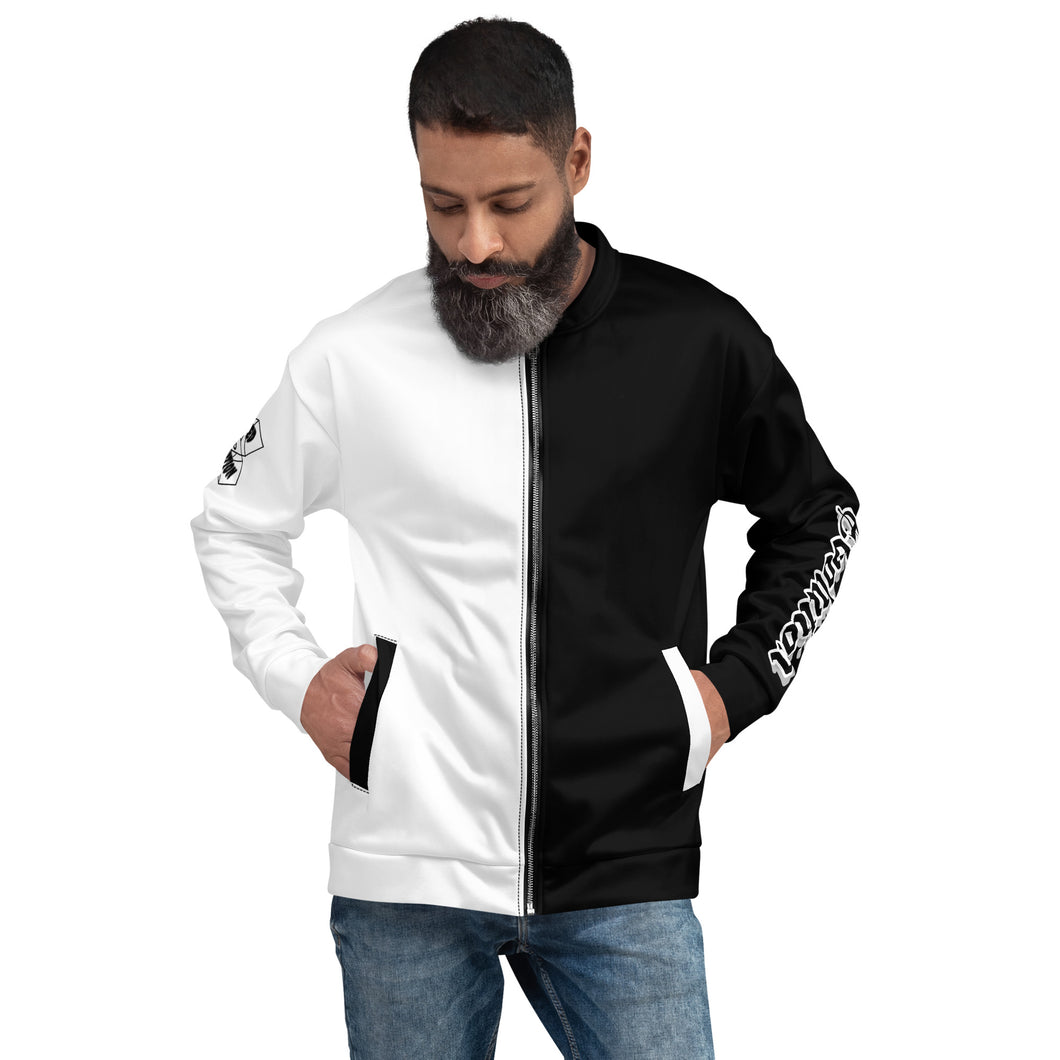 Evolution two tone Unisex Bomber Jacket B&W