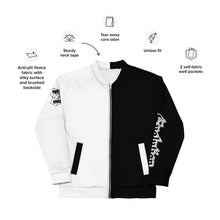 Load image into Gallery viewer, Evolution two tone Unisex Bomber Jacket B&amp;W
