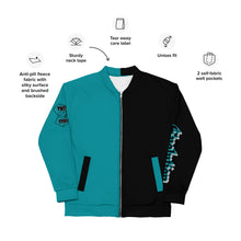 Load image into Gallery viewer, Evolution two tone Unisex Bomber Jacket Turquoise
