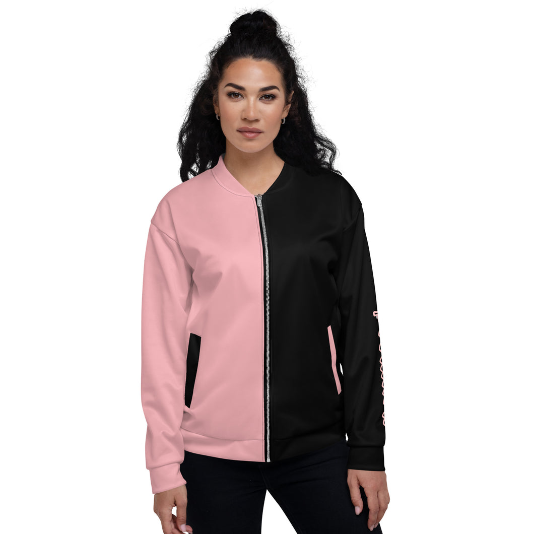 Evolution two tone Unisex Bomber Jacket Pink