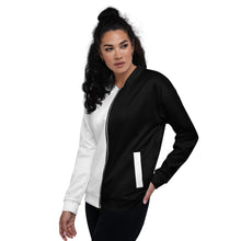 Load image into Gallery viewer, Evolution two tone Unisex Bomber Jacket B&amp;W
