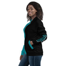 Load image into Gallery viewer, Evolution two tone Unisex Bomber Jacket Turquoise
