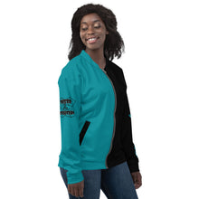 Load image into Gallery viewer, Evolution two tone Unisex Bomber Jacket Turquoise
