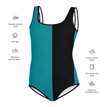 Load image into Gallery viewer, Two-Tone Youth Swimsuit Turquoise
