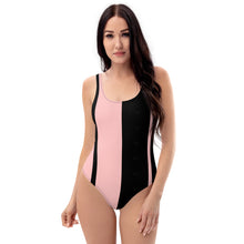 Load image into Gallery viewer, Two-Tone pink/black One-Piece Swimsuit
